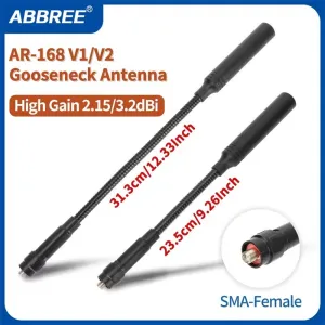 ABBREE AR-168 V1/V2 Gooseneck Tactical Antenna Dual Band VHF/UHF 144/430MHz High Gain SMA-Female for Baofeng UV-5R UV-K5 Walkie Talkie Accessory