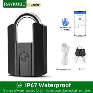 RAYKUBE J916 Smart Bluetooth Fingerprint Padlock APP TT Electronic Lock IP67 Waterproof for Home Office Luggage and Outdoor Security