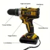 59pcs 21V Cordless Drill Set 3/8 Inch Keyless Chuck 25-Position Clutch 45Nm Max Torque 2-Variable Speed 2 Batteries Fast Charger