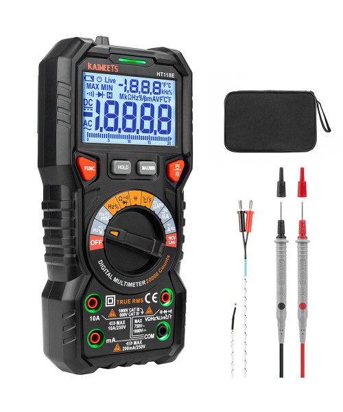 Direct KAIWEETS HT118E Digital AC/DC Multimeter TRMS 20000 Counts High Resolution with Flashlight True RMS CAT IV 600V Safety Rated Best for Electronics Testing