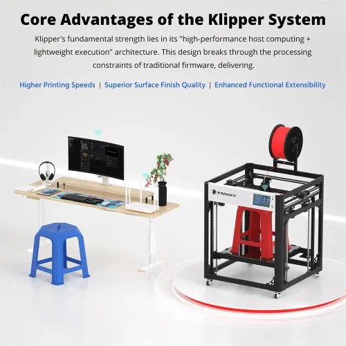 VEHO 500Pro 3D Printer Industrial Grade High Speed 300mm/s Large Build Volume 500x500x500mm Klipper Firmware High Precision Auto Leveling Commercial Use 3D Printer