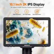 GOCHIFIX 10.1'' 3 Lens 2K Digital Microscope 2X-2500X Soldering Microscope for Electronics Repair Coin Microscope with IPS Screen Microscope