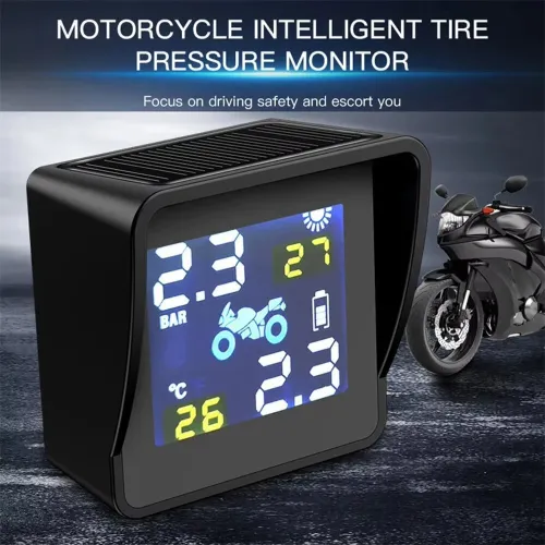 Solar Charging TPMS Tire Tyre Pressure Monitoring Alarm System High-precision Motorcycle Parts with 2 Extenal Sensors
