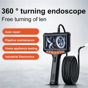 P370 1080P Industrial Endoscope 360 Rotating Lens Two way Steering 5.0 inch Color IPS Screen Auto Repair Pipeline Maintenance Tools