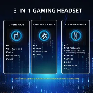 ATTACK SHARK L80PRO Tri-mode Gaming Headset Wireless bluetooth Headphone with Dual Microphones 40mm Hi-Fi Soundstage 360 Surround Sound Low Latency Gamer Headphones