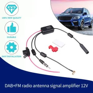 DAB+FM+Car Stereo Antenna Aerial Splitter Cable Adapter 12V Radio Signal Amplifier Antenna Signal Booster FM/AM Car Accessories