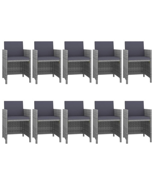 11 Piece Outdoor Dining Set with Cushions Poly Rattan Gray