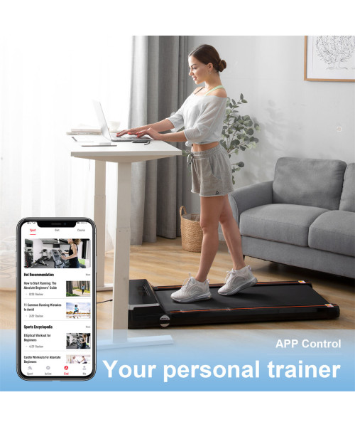 FYC JK30F-9 Under Desk Treadmill 2.5HP Power Motor 6km/h Max Speed 100KG Weigh Capacity APP Control bluetooth Music LED Display Installation-free Running Fitness for Home Gym Workouts