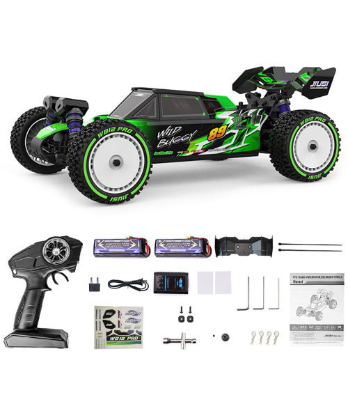 JIUSI WB12 PRO RTR 1/12 2.4G 4WD 80km/h Brushless RC Car 3S High Speed Off-road Truck Remote Control Racing Car Competitive Vehicles Models Metal Chassis Differential CVD Drive Shaft Rocket Motor Oil Filled Shocks Toys