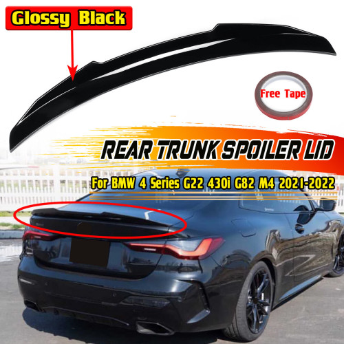 For BMW G22 430i G82 M4 2021-22 PSM Duckbill Rear Trunk Spoiler Lid Gloss Black