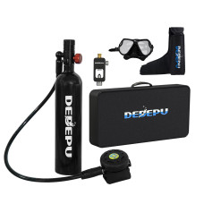 DEDEPU S5000B-A 1L Portable Scuba Diving Set 15-25 Minutes With Regulator Comfortable Silicone Mouthpiece Diving Goggles Strap Bag Handbag