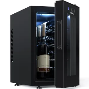 NEEDONE 23L 8-Bottle Wine Fridge Freestanding Thermoelectric Wine Cooler Black