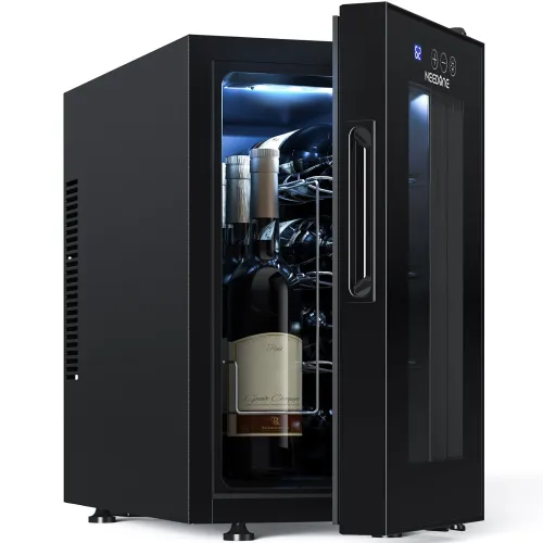 NEEDONE 23L 8-Bottle Wine Fridge Freestanding Thermoelectric Wine Cooler Black