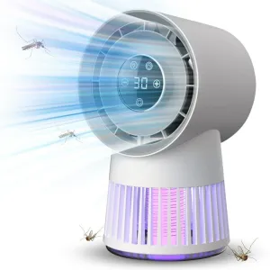 2-in-1 Mosquito Killing Mini Desk Fan With 2400mAh Battery Electric Mosquito Killer USB Rechargeable Fan Night Lamp Home And Outdoor Camping