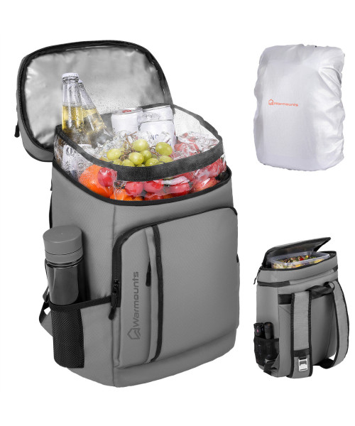 WARMOUNTS Backpack Cooler Insulated 36 Cans w/ Insulating Cover, Upgraded Leakproof Soft Cooler Backpack 2 Compartment for Camping Hiking Picnic Beach