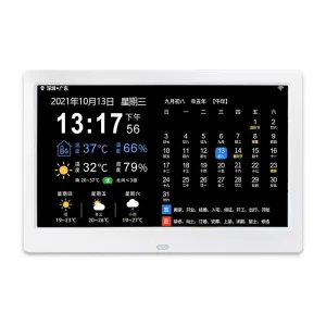 Smart WiFi Weather Forecast Perpetual Calendar Electronic Clock Digital Lunar Calendar Desk Calendar Display Weather Station EU Plug