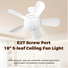 18 Inch E27 Screw Head Fan Light Remote Control Three Color Dimming Detachable Fan Leaf Household Silent Small Fan Light