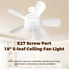 Elfeland 18 Inch E27 Screw Head Fan Light Remote Control Three Color Dimming Detachable Fan Leaf Household Silent Small Fan Light