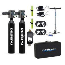 DEDEPU S3000-C 20.5L Diving Gear for Diver Mini Scuba Tank Oxygen Cylinder for Underwater Diving Breathe Training, Snorkeling Tank Manual Pump Device Adapter Diving Glasses Hand Bag Diving Storage Bag