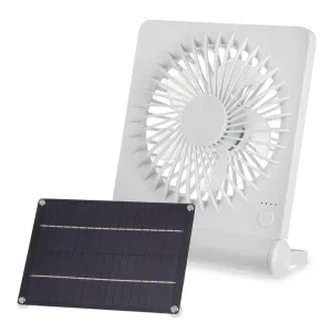 3 Speeds 5V 6W Portable Rechargeable Fan Battery Operated Fan Solar Panel Powered For Household Camping Travel Outdoor