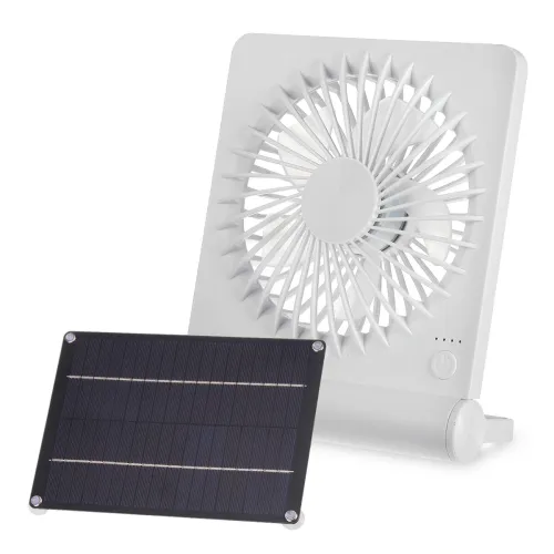 3 Speeds 5V 6W Portable Rechargeable Fan Battery Operated Fan Solar Panel Powered For Household Camping Travel Outdoor