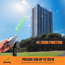 Direct CIGMAN CD-120G Laser Distance Measure 120M 393ft Digital Pointfinder 4x Zoom P2P Technology IP68 Waterproof Bluetooth Wireless Charging 2.4" IPS Display