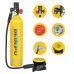 DEDEPU S5000B-A 1L Portable Scuba Diving Set 15-25 Minutes With Regulator Comfortable Silicone Mouthpiece Diving Goggles Strap Bag Handbag