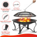 SINGLYFIRE 29 inch Fire Pits for Outside Firepit Outdoor Wood Burning Pit Steel Firepit Bowl for Patio Backyard Camping
