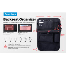 Tsumbay 2pcs Foldable Car Seat Back Storage Bag with Pockets and Tray Oxford Cloth Set