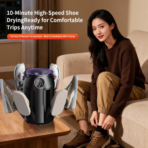 Tevorex Foldable 6-Slot Electric Shoe Dryer & Deodorizer, PTC Ceramic Heating with UV Light, Digital Timer, Portable Footwear Dryer for Shoes & Boots