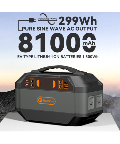 FlashFish P56 Power Station 330W 81000mAh/3.7V Solar Power Generator Outdoor Power Supply Lifepo4 Battery for Home Outdoor