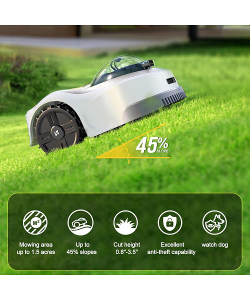 N1000 Robotic Lawn Mower 0.75 Acres ASA Material Virtual Boundary RTK GPS AI Navigation Multi Zone App Control Adjustable Cutting Height Obstacle Avoidance Quiet Operation Waterproof Design