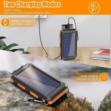 SMARAAD Portable 26800mAh Solar Power Bank Built-in Compass Waterproof 3 Mode LED Flashlight for Outdoor Camping Traveling Hiking