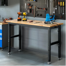 ENJOYWOOD 60 inch Worktable Workbench with Power Outlet 2000 lbs Load Capacity Garage Table Desk Adjustable Height Work Bench for Garage/Wood Shop/Office/Home