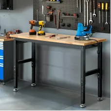 ENJOYWOOD 60 inch Worktable Workbench with Power Outlet 2000 lbs Load Capacity Garage Table Desk Adjustable Height Work Bench for Garage/Wood Shop/Office/Home