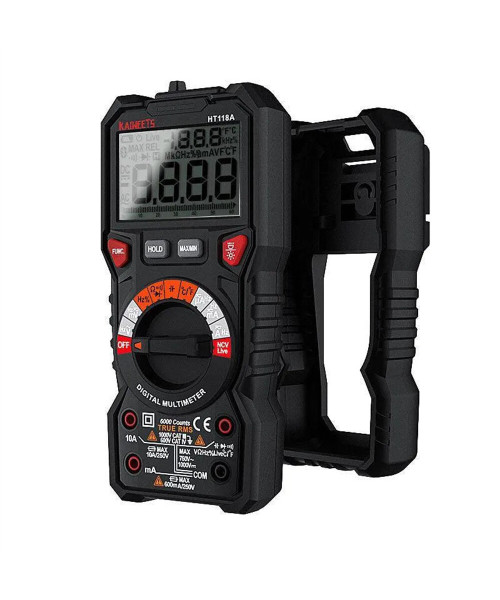 EU/US Direct KAIWEETS HT118A Digital AC/DC Multimeter TRMS 6000 Counts True RMS with Flashlight and Safety Features Best for Household and Automotive Testing