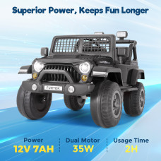 FUNTOK 12V 7AH 2 Seater Kids Electric Ride on Truck Battery Powered Wireless Remote Control Bluetooth Spring Suspension MP3 Player & LED Lights Ride Toy Motorized Car for Toddlers Children Christmas Birthday Gift