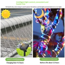 Elfeland 10m 100 LED Solar PVC Tube Lights Waterproof Copper String Lights For Outdoor Christmas Yard Decor