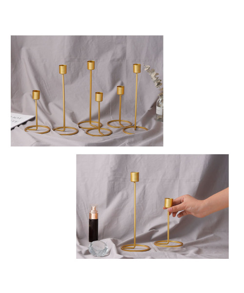 Golden Single Head Candle Holder Metal Nordic Geometric Candlestick For Home Office Restaurant Romantic Decoration
