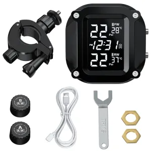 Extractme Wireless TPMS Motorcycle Tyre Temperature Alarm Sensor USB Charging LCD Display Tire Pressure Monitoring System
