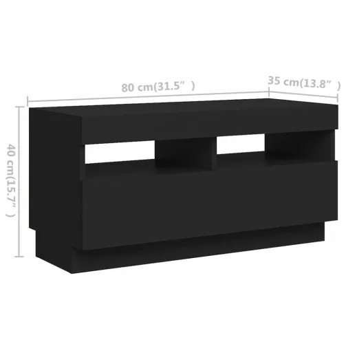 TV Cabinet with LED Lights Black 70.8"x13.8"x15.7