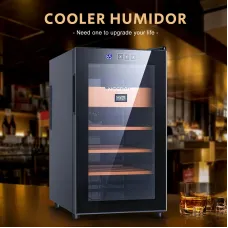 NEEDONE 48L Cooler Humidor, Electronic Cooler Humidor with Heating (300 Capacity) with Spanish Cedar Wood Shelves & Drawer with Hygrometer, Upgraded Version Cooler Humidor, 1.7 Cu Ft