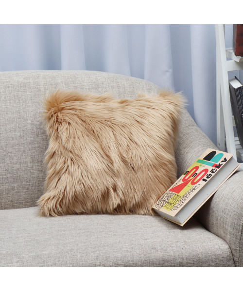 Throw Pillow Cover Cushion Case Faux Fur Fluffy Plush Soft Sofa Solid Home Decor