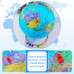 9 INCH World Globe for kids & adult, Classroom & Office Desk, Small Educational Globe with iron Stand for Kids Learning, HD colorful World Map, Magnetic Push Pins & magnifier & handkerchief, 360 Horizontal Rotation Homeschool World Globe B