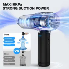 MECO ELEVERDE 4-in-1 Wireless Air Duster & Vacuum Cleaner | 6000mAh Long Battery & Type-C Fast Charging | 3-Gear Adjustable Power (Max 16KPa Suction) | for Computer, Car, Pet Hair Cleaning | with LED Light & Power Display