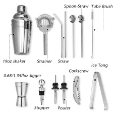 Godmorn Cocktail Shaker Set Bartender Kit 304 Stainless Steel Martini Shaker and Strainer