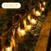 Elfeland 11M 15 Bulbs Solar Powered Outdoor String Lights Remote Control Waterproof IP65 Warm USB Ambiance Lighting Camping Backyard Decorations