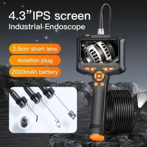 Handheld Car Endoscope Camera 4.3 inch IPS HD Screen Detachable Cable 8mm 2mp Industrial Borescope For Drain Pipe Waterproof