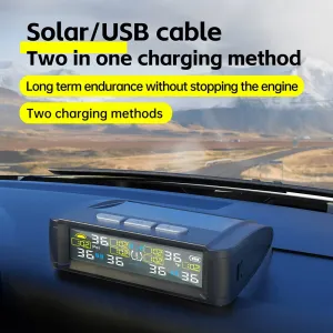 Tire Pressure Monitor System 6-Wheel Solar RV Tire Pressure Monitoring Supports Atmospheric Pressure Tire Pressure Monitoring System