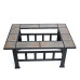 SINGLYFIRE 37 Inch Fire Pit Table with Grill for Outside Large Square Wood Burning firepit Heavy Duty Steel Pit Cooking with Spark Screen Log Grate Poker for Backyard Garden Camping